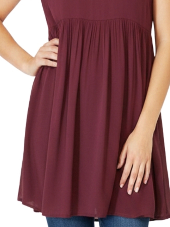 Brandy Melville Tops - Brandy Melville Burgundy Short-Sleeve Babydoll Tunic